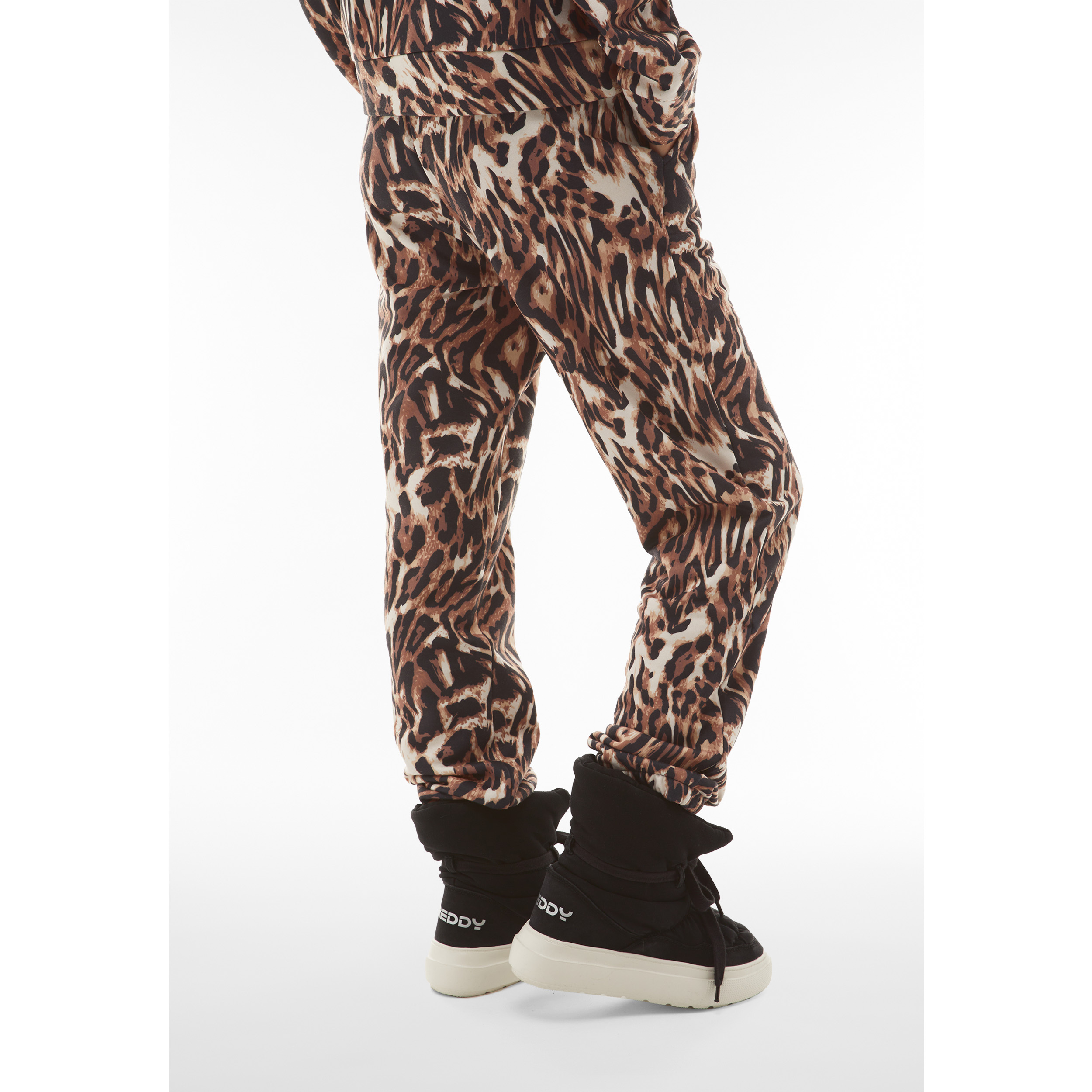 Pantaloni sportivi in felpa stampata animalier