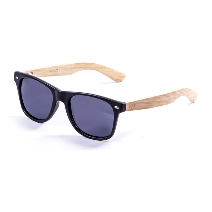 Gafas de sol OCEAN BEACH WOOD - Patillas en negro mate y bambú y / Ahumada