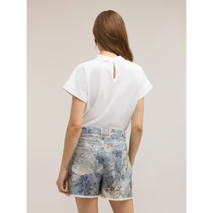 Motivi - T-shirt con colletto ricamato - Bianco