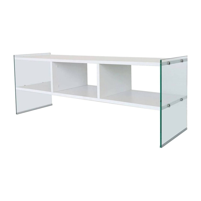 Mobile porta TV Dbennace, Credenza da soggiorno, Armadio basso per TV, Base parete attrezzata, 120x35h45 cm, Bianco