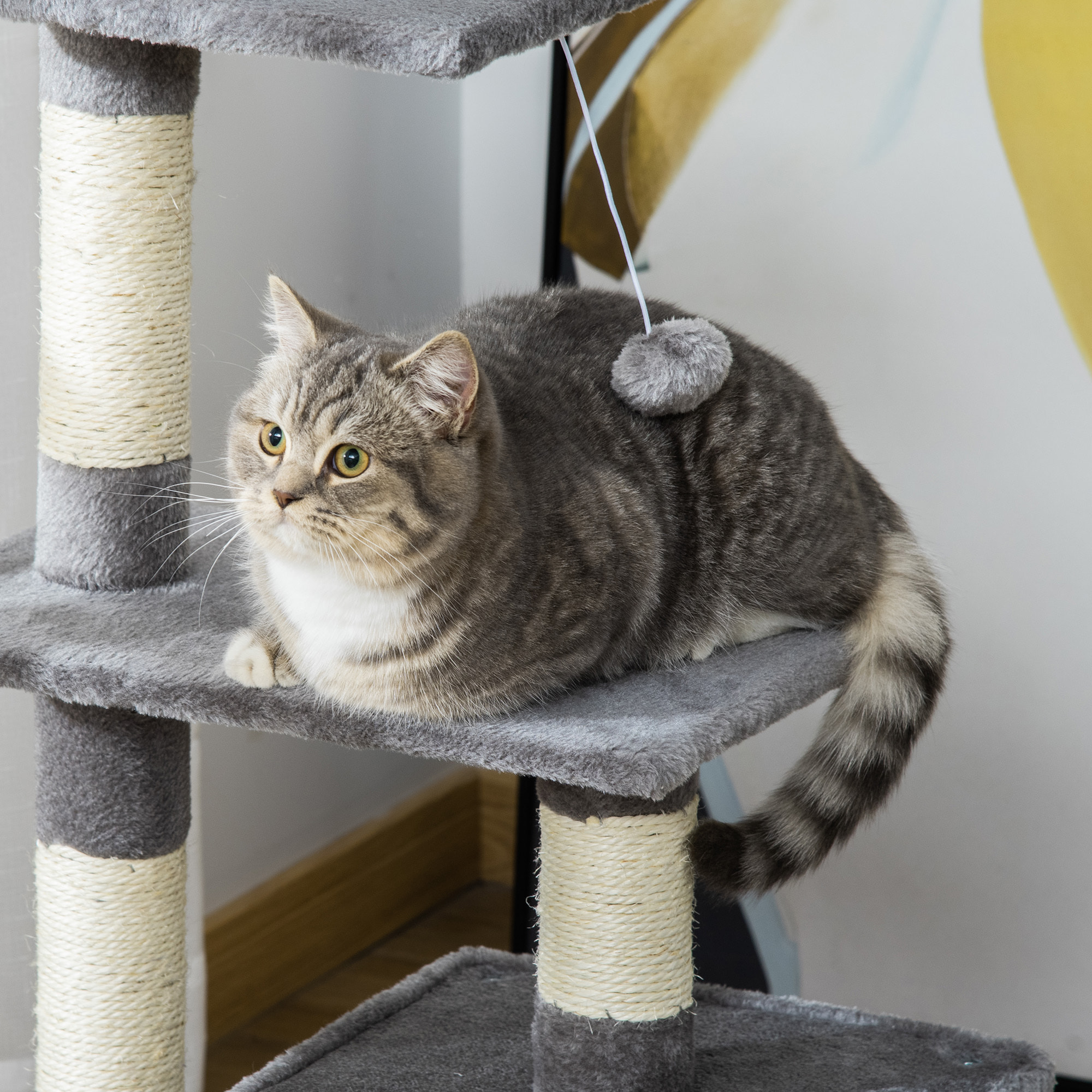 árbol Rascador para Gatos de Felpa y Sisal 50x30x80cm Gris