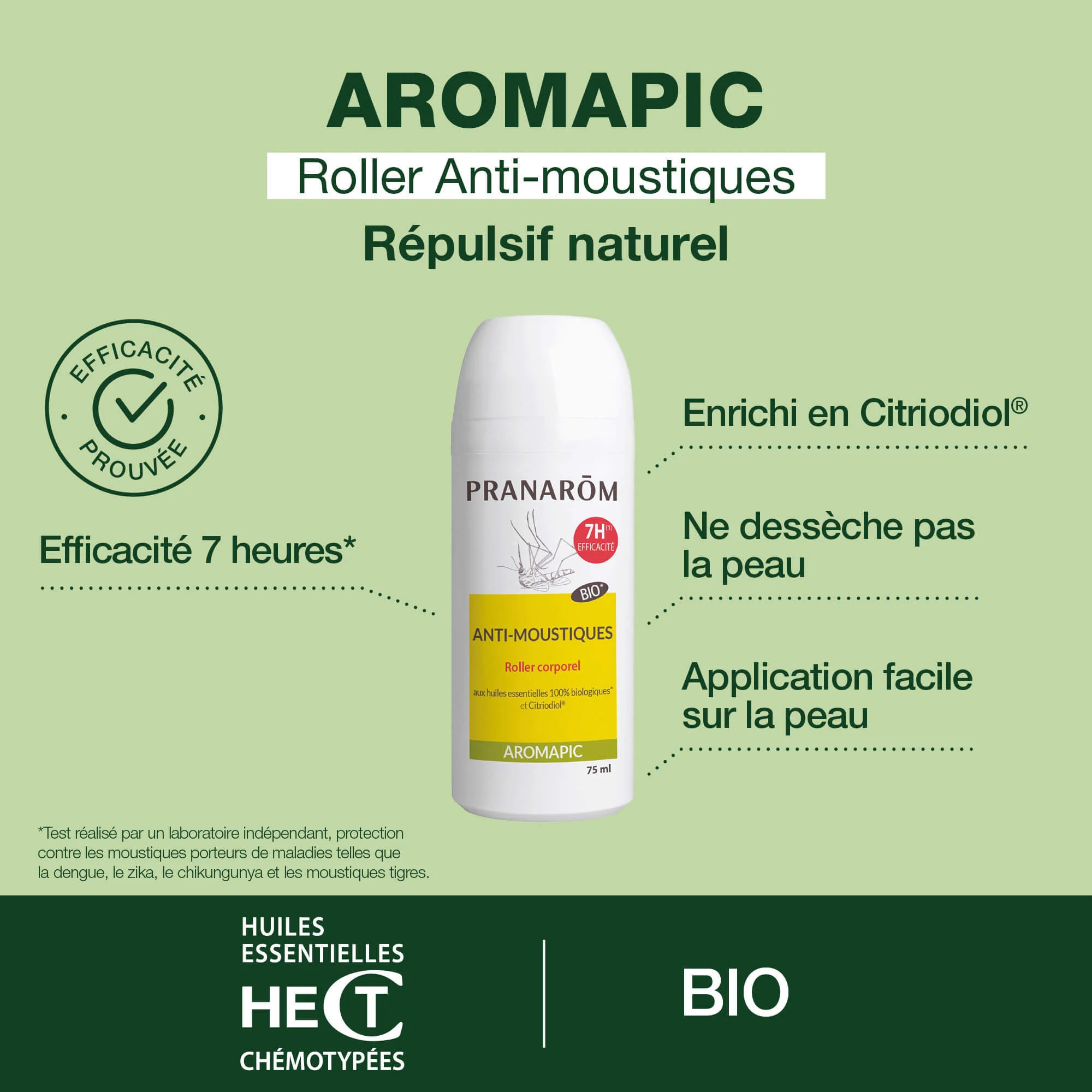 Pranarom - Roller corporel anti-moustique - Bio - 75 ml