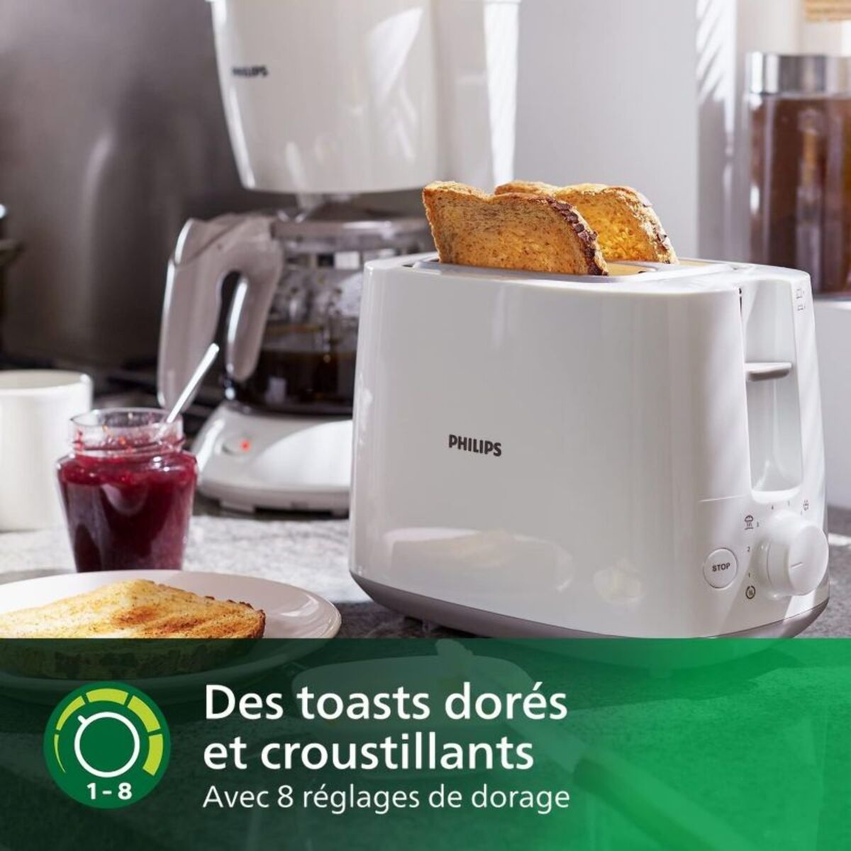 Grille-pain PHILIPS HD2581/00 Toaster blanc Daily, 2 fentes, 830W