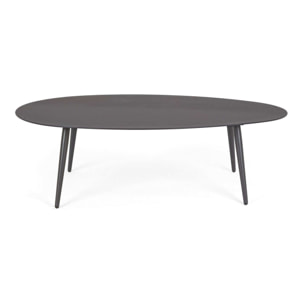 Tavolino ovale da giardino FARO in alluminio antracite verniciato a polvere, 120×75 cm