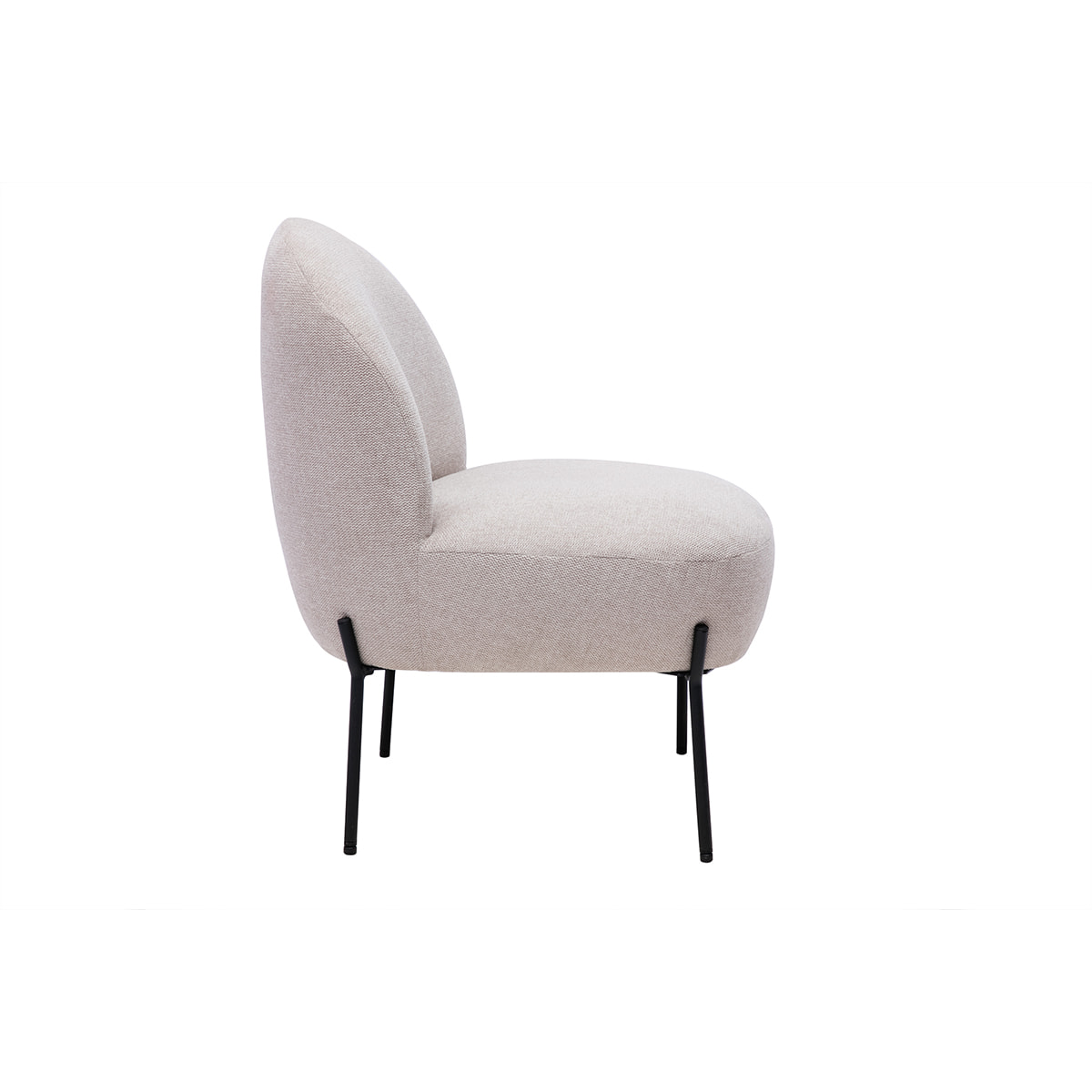 Fauteuil en tissu effet velours texturé beige et métal noir BELEY