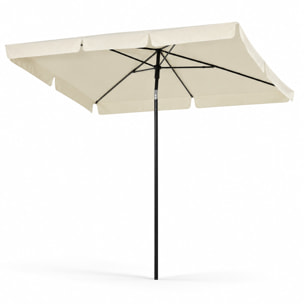 Ombrellone Rettangolare Da Giardino Parasole Balcone Inclinazione Regolabile Anti UV Impermeabile Per Mare Spiaggia Piscina Terrazzo 198x125 Cm Bianco