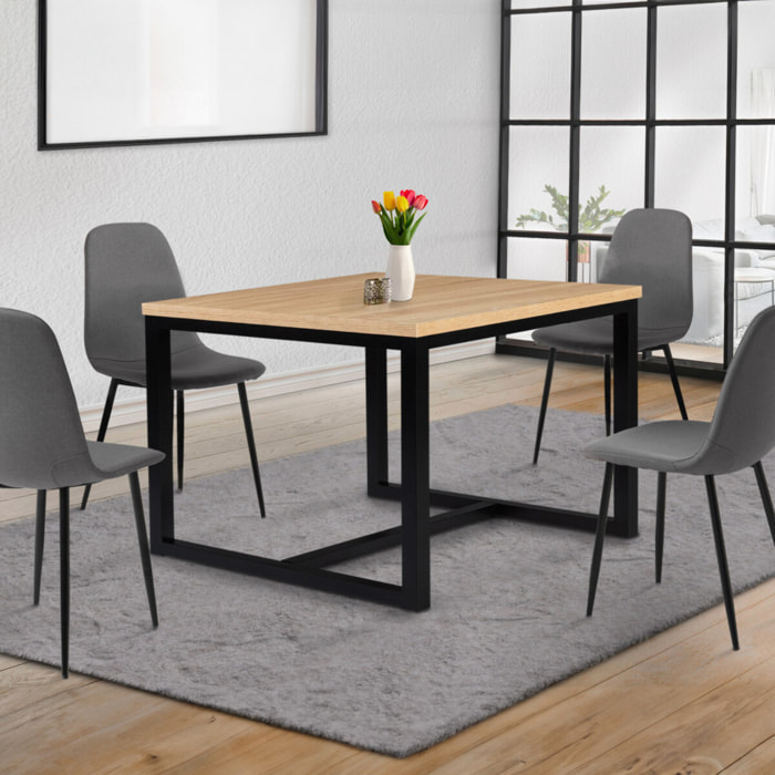 Table à manger dépliante Memphis bois et noir 80-160cm