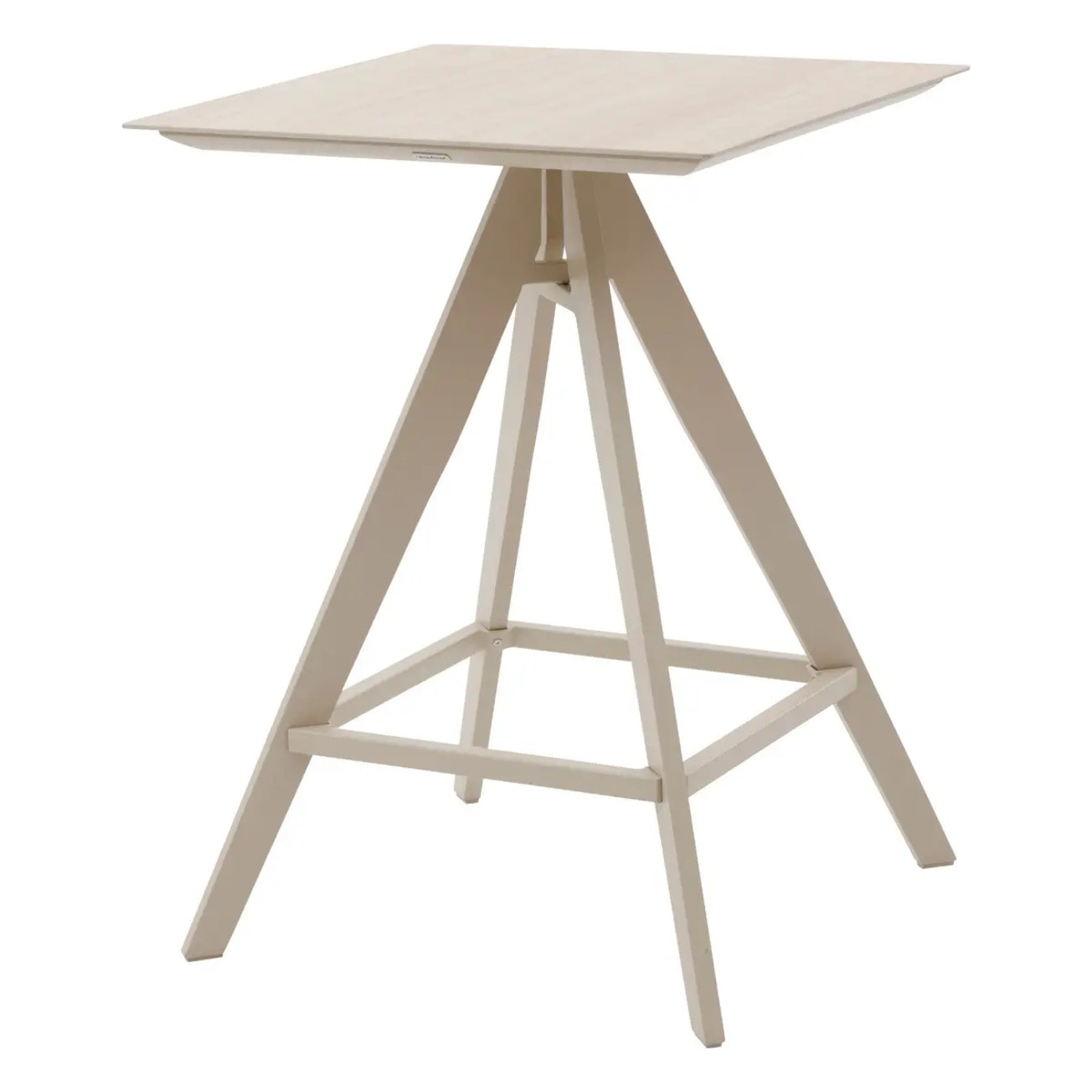 Table haute de jardin carrée "Terzano" vanille & argile 2 places en aluminium
