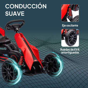 Kart Pedales Go Kart a Pedales para Niños de 3-8 Años con Asiento Ajustable en 4 Posiciones Freno de Mano y Ruedas de EVA Carga 30 kg Rojo