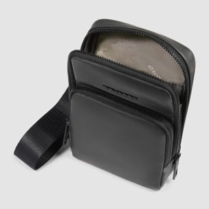 Piquadro Pochette pour téléphone tour du cou en cuir avec porte-cartes de crédit et protection RFID