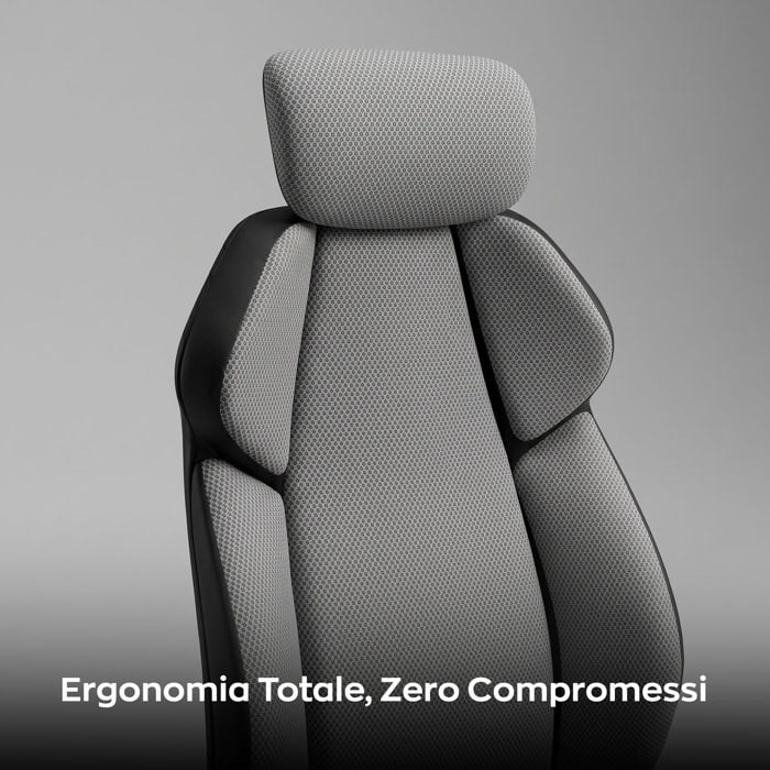 Flank - Sedia da Gaming Pro Ergonomica Poltrona Gamer con Altezza regolabile Reclinabile Girevole 360° con Braccioli in Tessuto e PVC Grigio