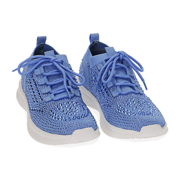 Slip-on celesti con strass