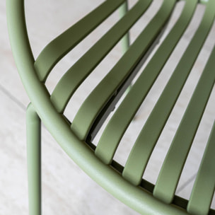 Lot de 4 fauteuils de table extérieur en polypropylène et métal vert CALYPSO