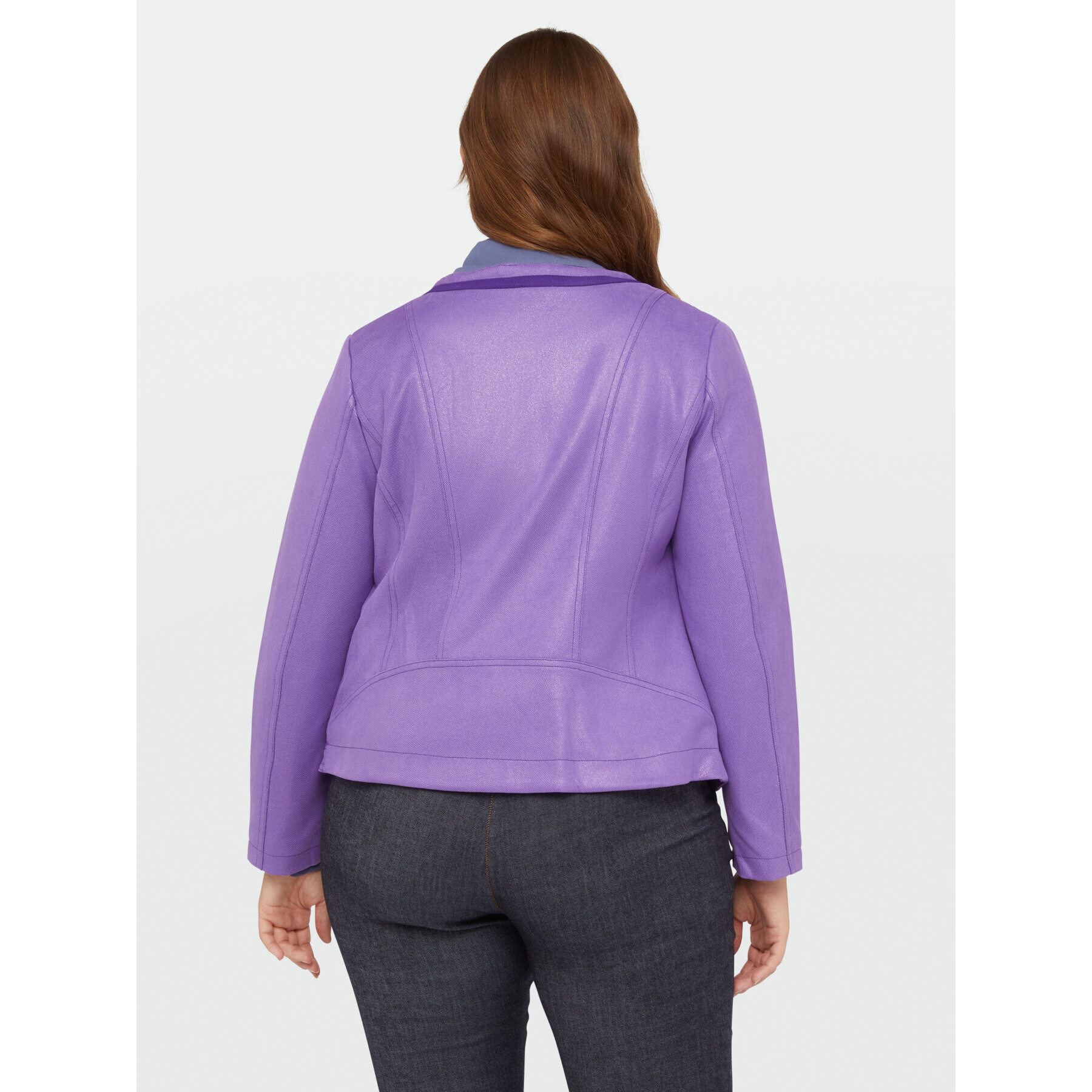 Fiorella Rubino - Chaqueta biker de lúrex con bordes - Violeta