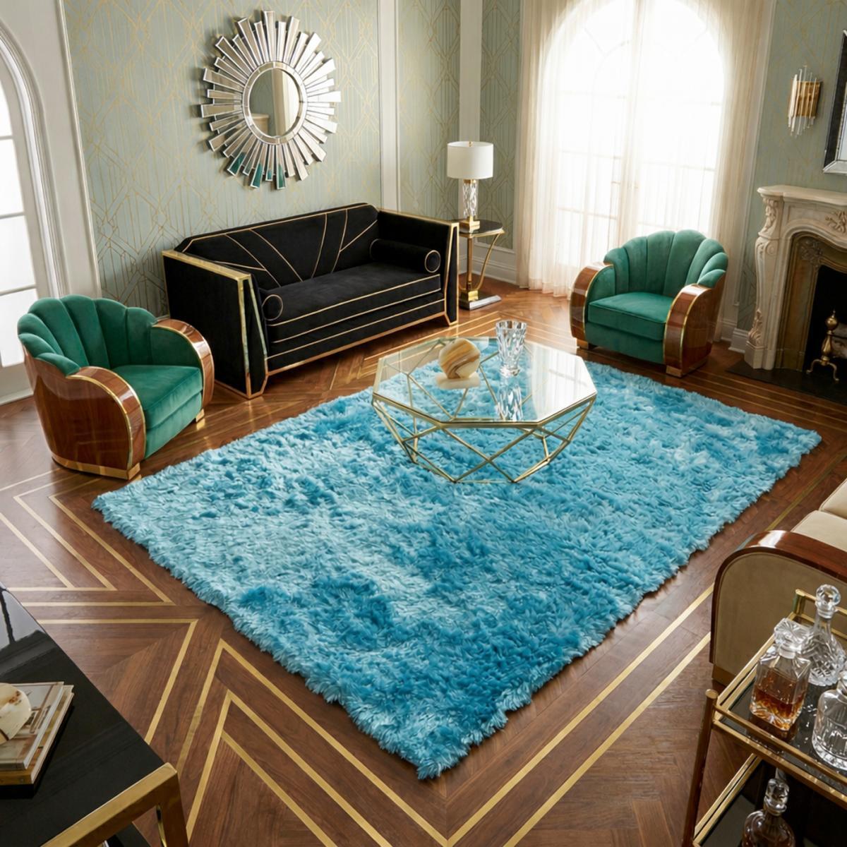 Tapis fait main Shaggy longues mèches Moodil