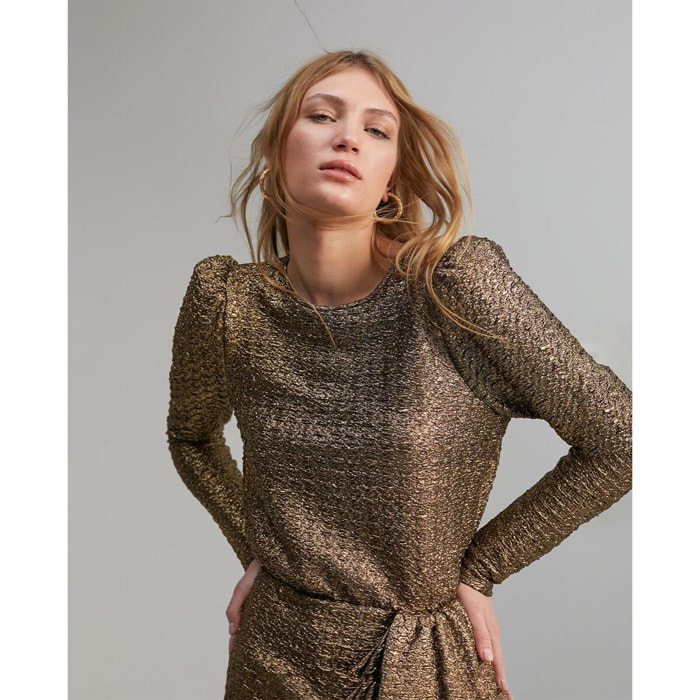 Abito corto con maniche lunghe a sbuffo