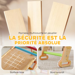 Triangle d'escalade enfant pliable 9 en 1 - aire de jeu enfant - bois naturel multicolore