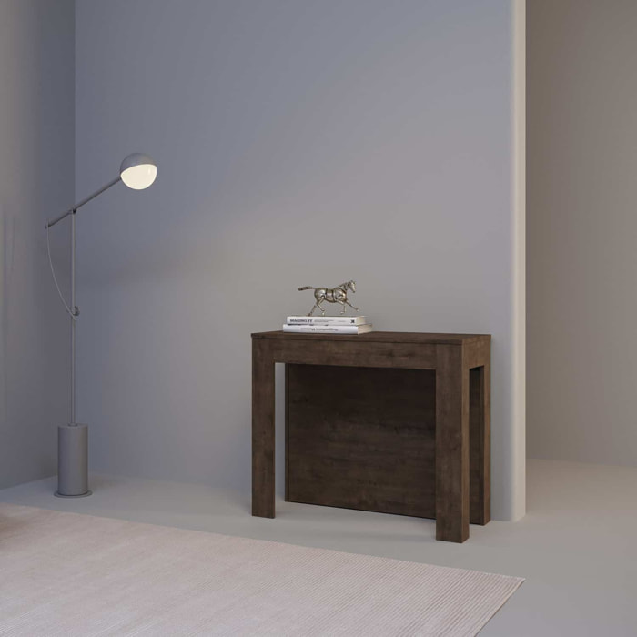 Consola extensible 90x42/290 cm Cayman nogal extensiones internas