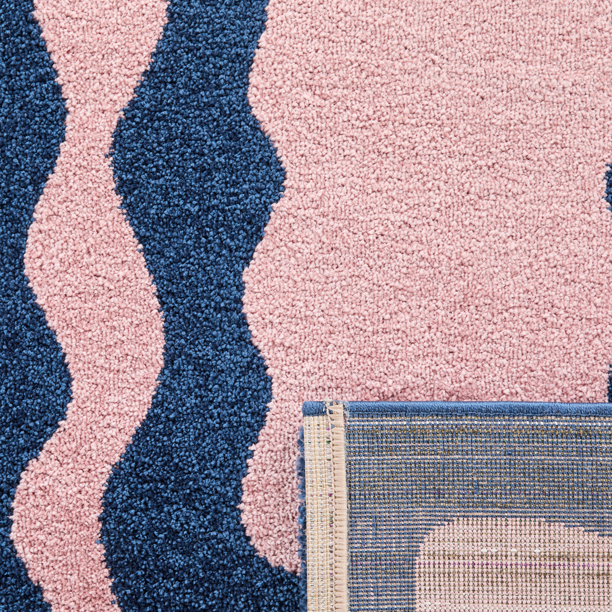 GROOVY - Tapis coloré style seventies - Confortable et moelleux - Bleu