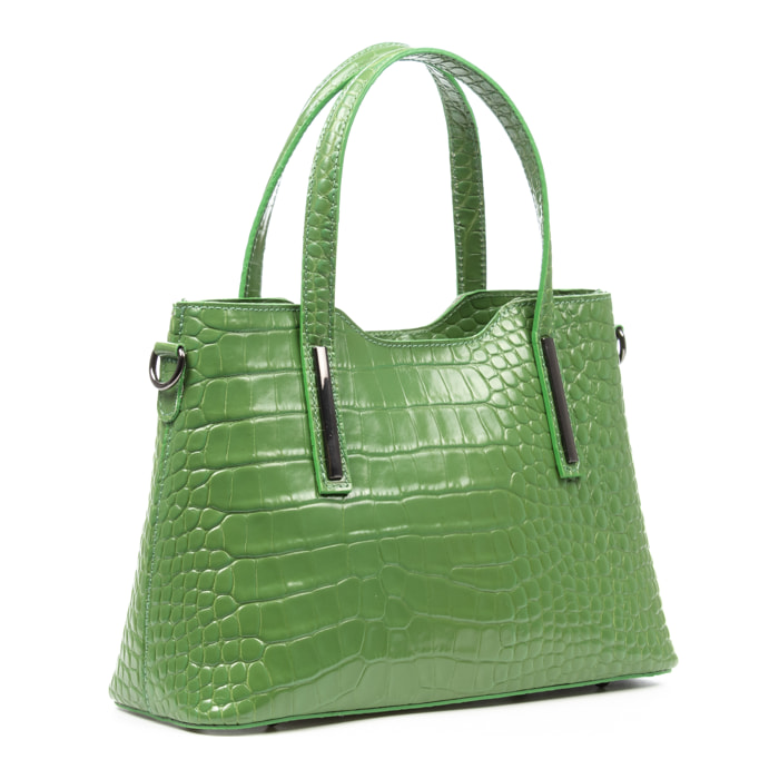 Fiesole borsa tote Donna. Pelle autentica Camoscio Inciso Serpente e laccato.