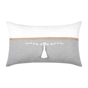 Coussin rectangulaire esprit romantique - Gris clair