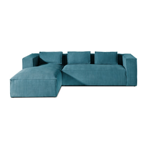 Stella - canapé d'angle gauche en velours côtelé - 4 places - Bleu canard