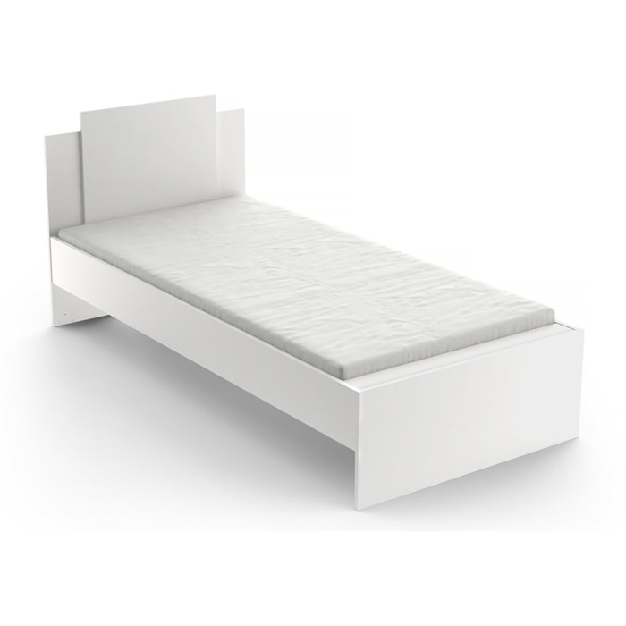 Lit enfant simple "Life" -  90 x 190/200 cm - Blanc