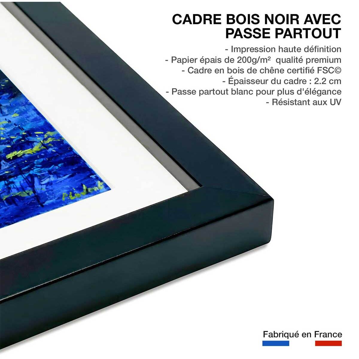 Affiche  nenuphars et nymphéas Affiche sous cadre noir