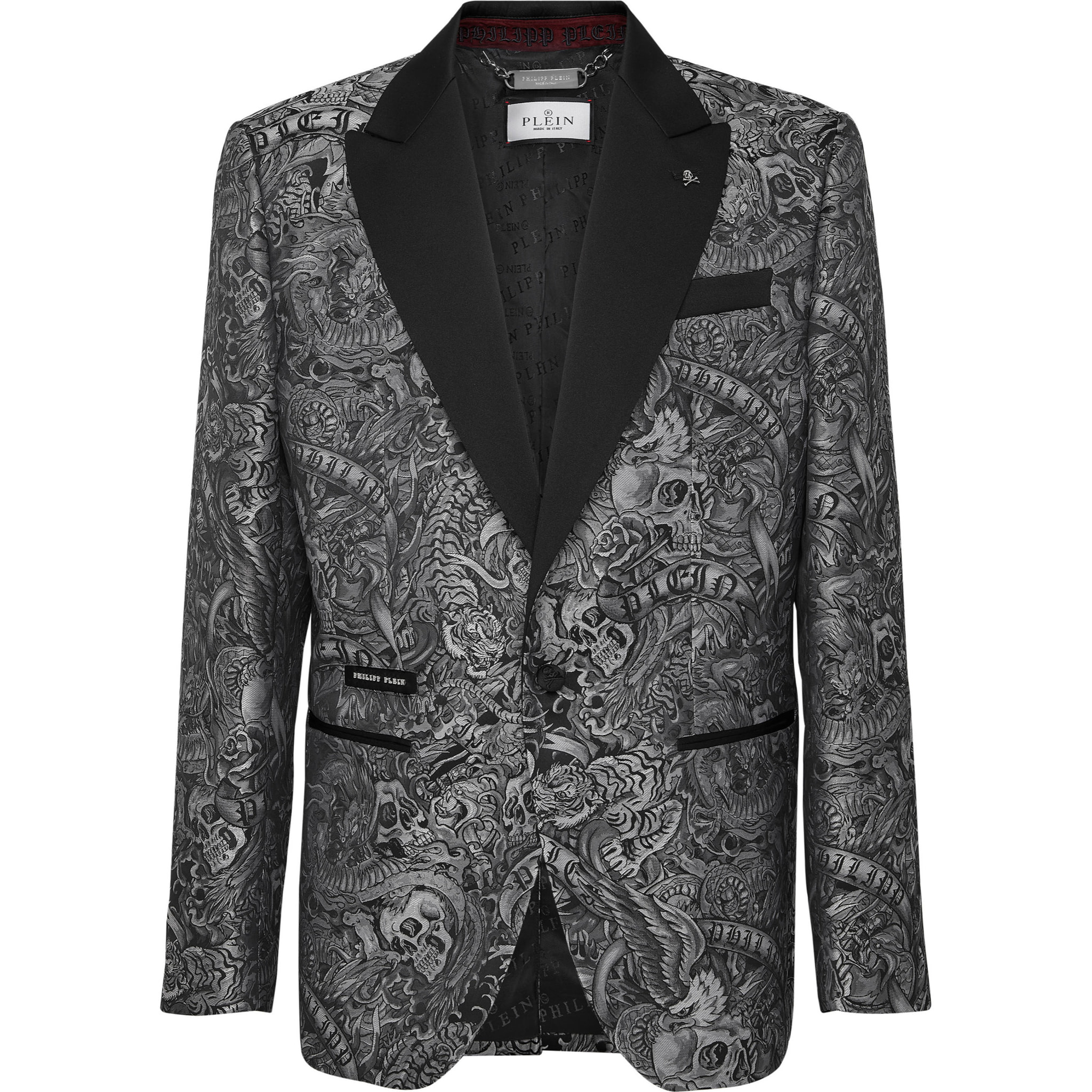 PHILIPP PLEIN One-Button Blazer Slim Fit TATTOO
