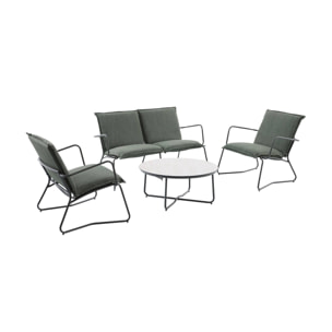 Salon de jardin acier, verre et textilène 4 places FORZA