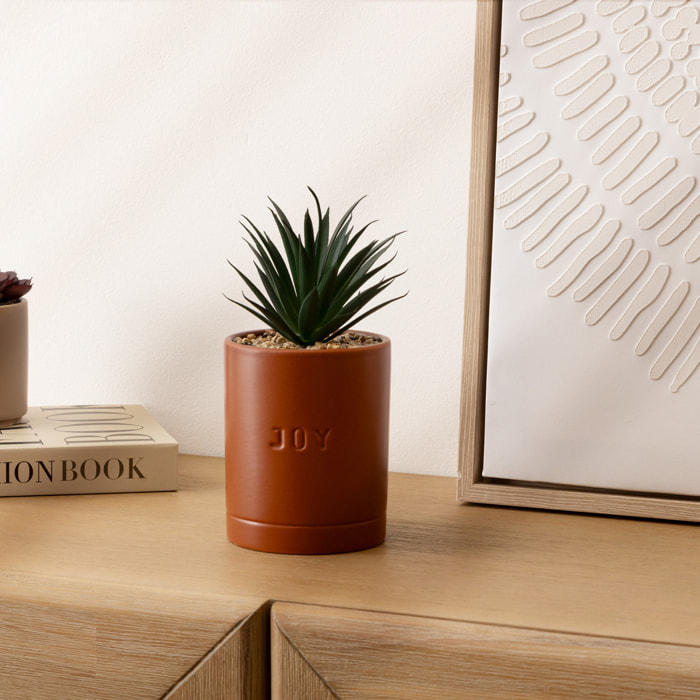 Plante artificielle en pot en céramique H20cm marron caramel