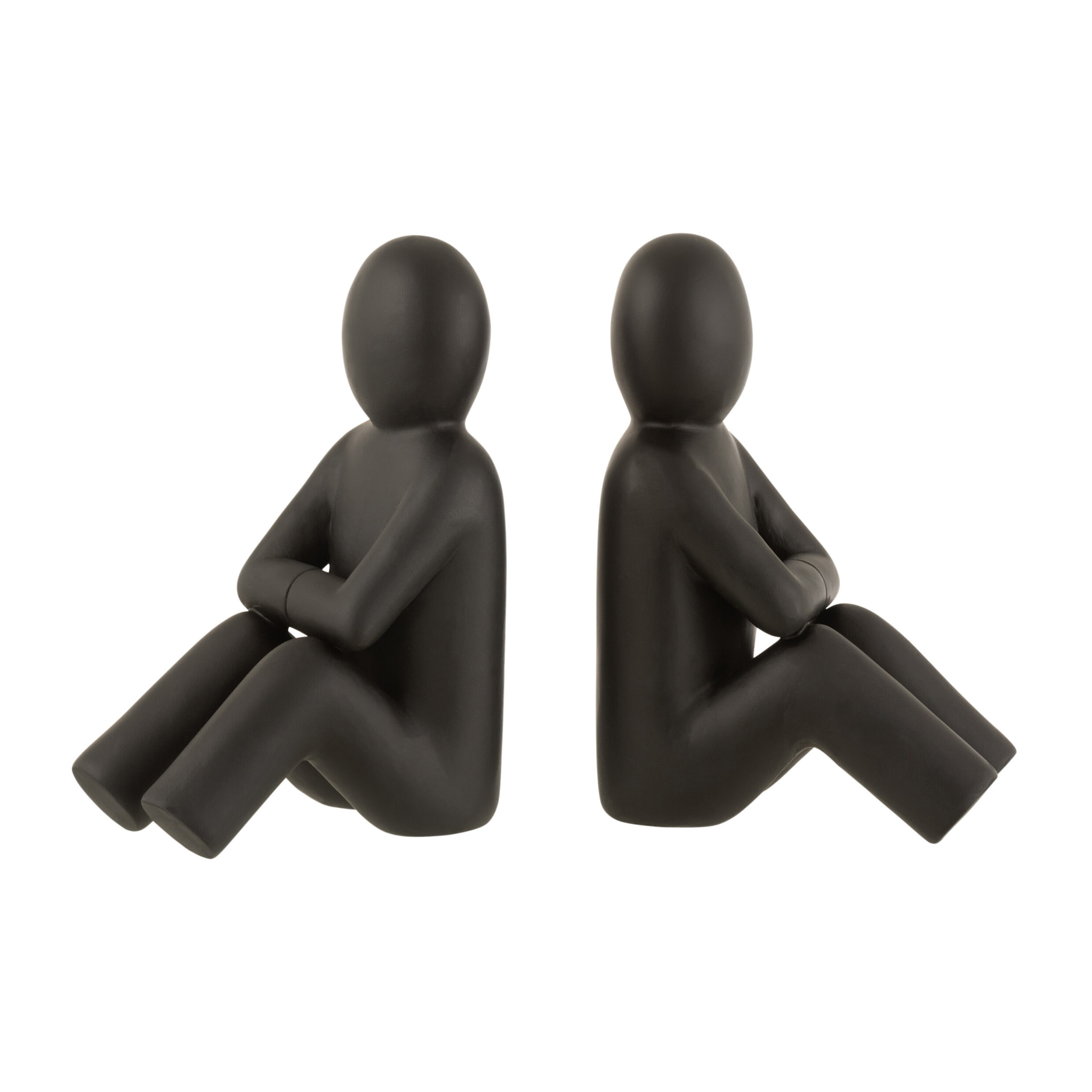 J-Line serre-livre - polyrésine - noir - set de 2