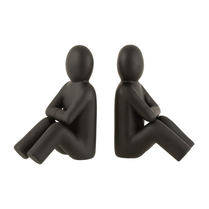 J-Line serre-livre - polyrésine - noir - set de 2