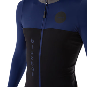 camiseta ciclismo hombre manga larga azul /negro