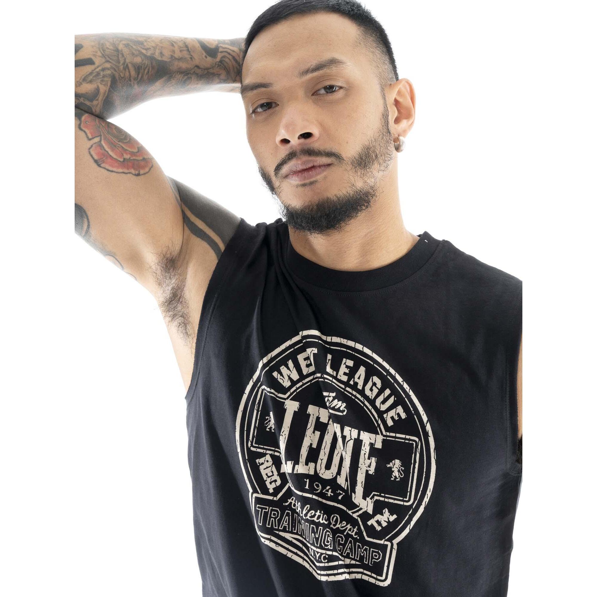 T-shirt smanicata da uomo in cotone Leone Military 1947