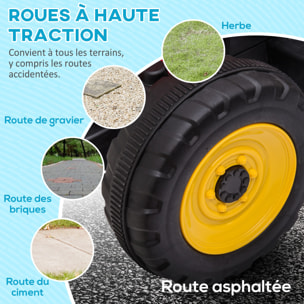 Tracteur électrique avec remorque amovible, voiture électrique enfants de 3 à 6 ans avec télécommande MP3 musique affichage lumières et ceinture de sécurité, 12V 3-6 km/h, rouge