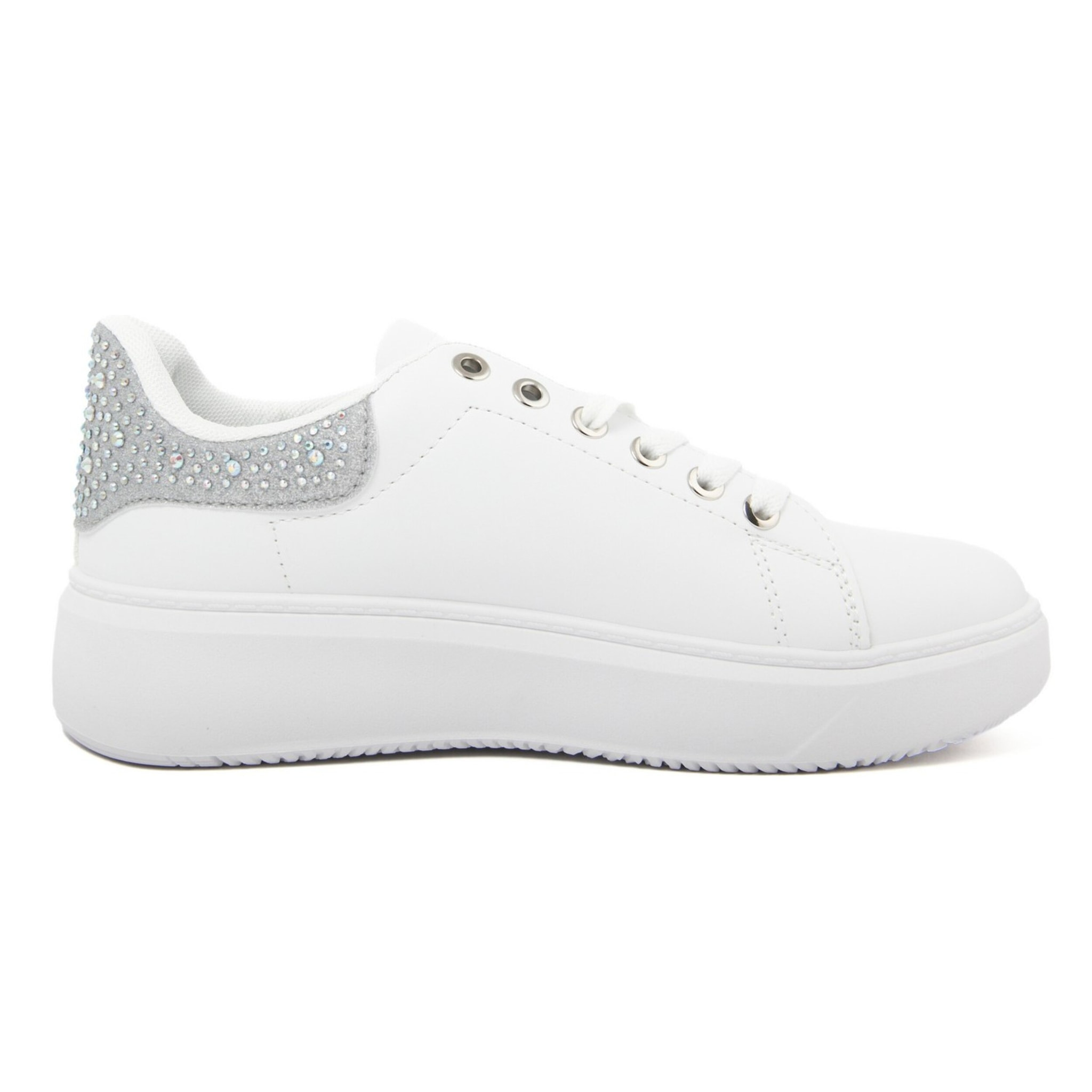 Sneakers Donna colore Bianco, altezza tacco 3,5 cm, altezza plateau 3 cm