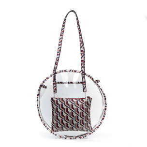 IRIA QUINTANA Borsa a Spalla da Donna Asti. Materiale PVC PU Pelle Sintetica Stampata 42x14x32 Cm. colore rosso
