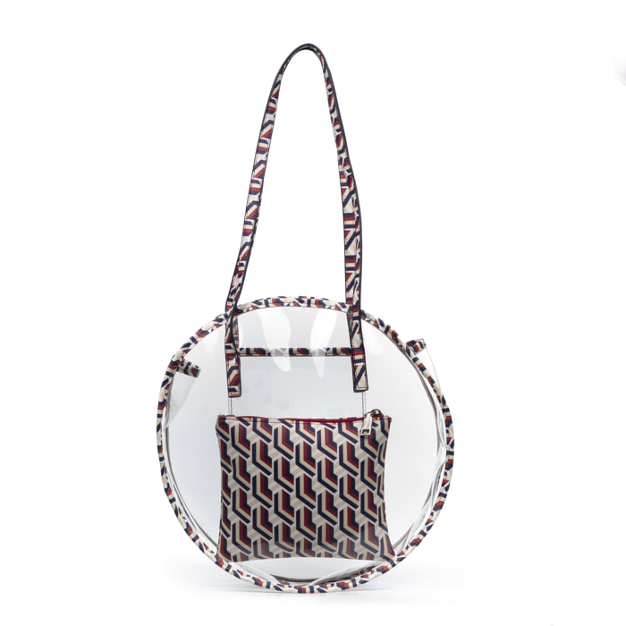 IRIA QUINTANA Borsa a Spalla da Donna Asti. Materiale PVC PU Pelle Sintetica Stampata 42x14x32 Cm. colore rosso
