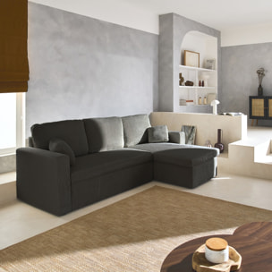 Canapé d'angle convertible réversible 3 places velours côtelé grosse côte IDA