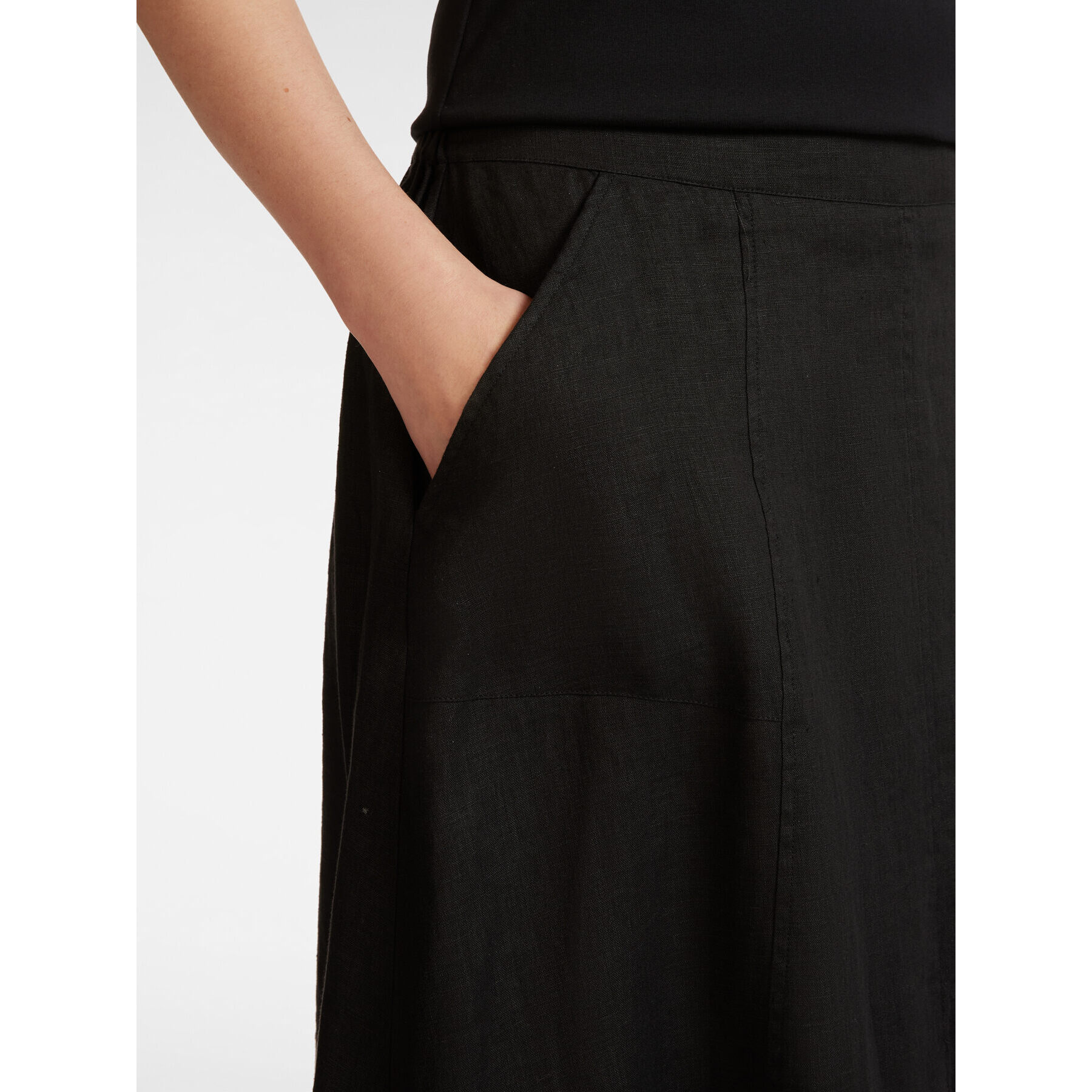 Elena Mirò - Falda de nesgas en lino - Negro