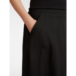 Elena Mirò - Falda de nesgas en lino - Negro