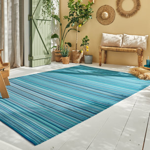 CAPRI - Tapis d'extérieur à motif rayure dégradée - Bleu