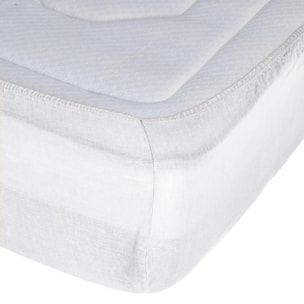 Drap-housse "Linah" - blanc - lin lavé 140x190 cm