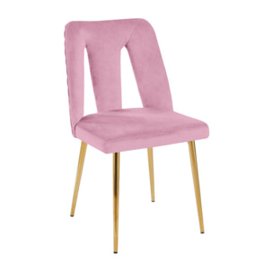 Sedia Imbottita in Effetto Velluto con Schienale Aperto e Gambe Oro, Design Moderno ed Elegante per Sala da Pranzo, Cucina, Soggiorno, Studio e Ufficio