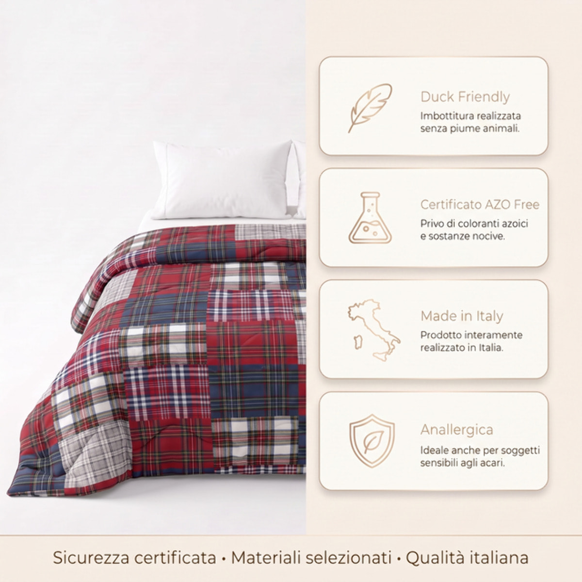 Trapunta Invernale in Microfibra Mano Pesca, Imbottitura 270 g/m², Anallergica, Duck Friendly, AZO FREE, Made in Italy con Fantasie Moderne