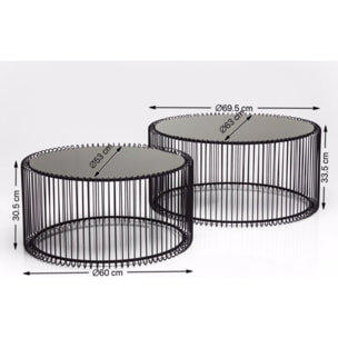 Tables basses rondes Wire set de 2 noires Kare Design