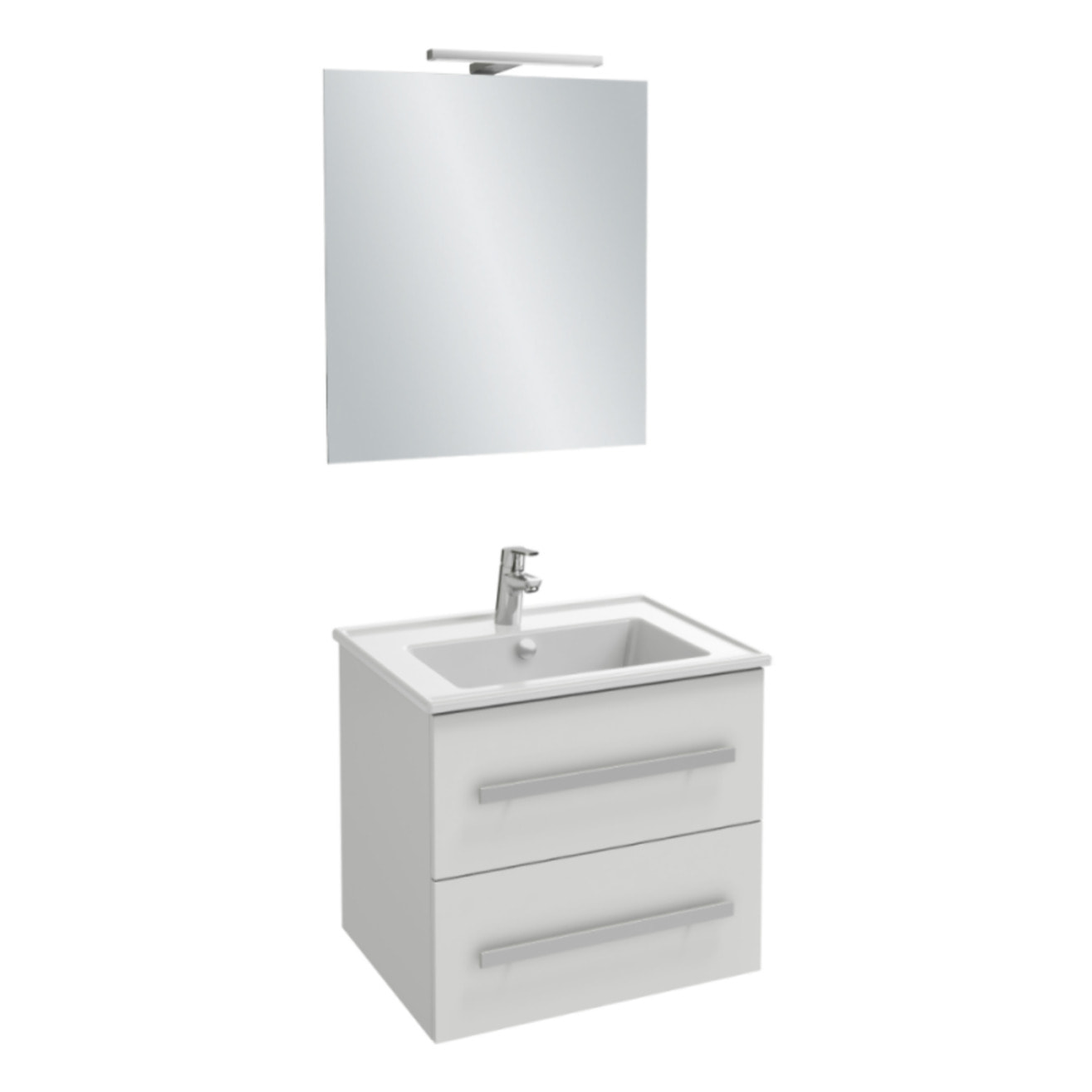 Pack meuble vasque 60 cm Ola up blanc + miroir + spot