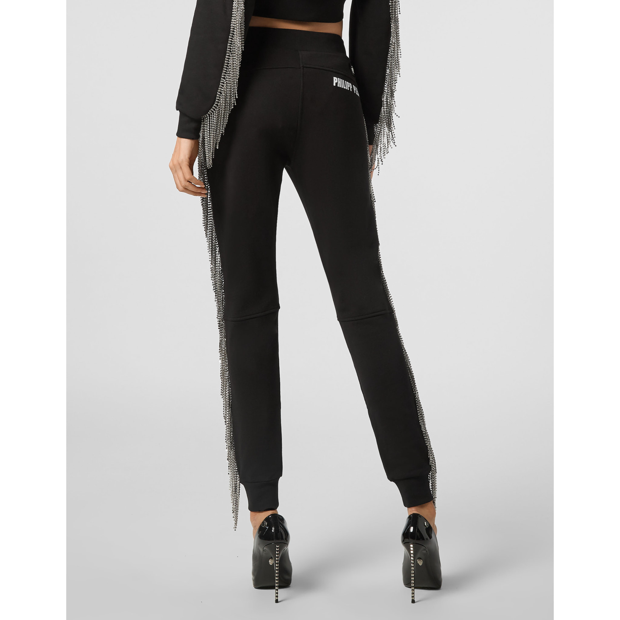 PHILIPP PLEIN Jogging Trousers Silver Fringe