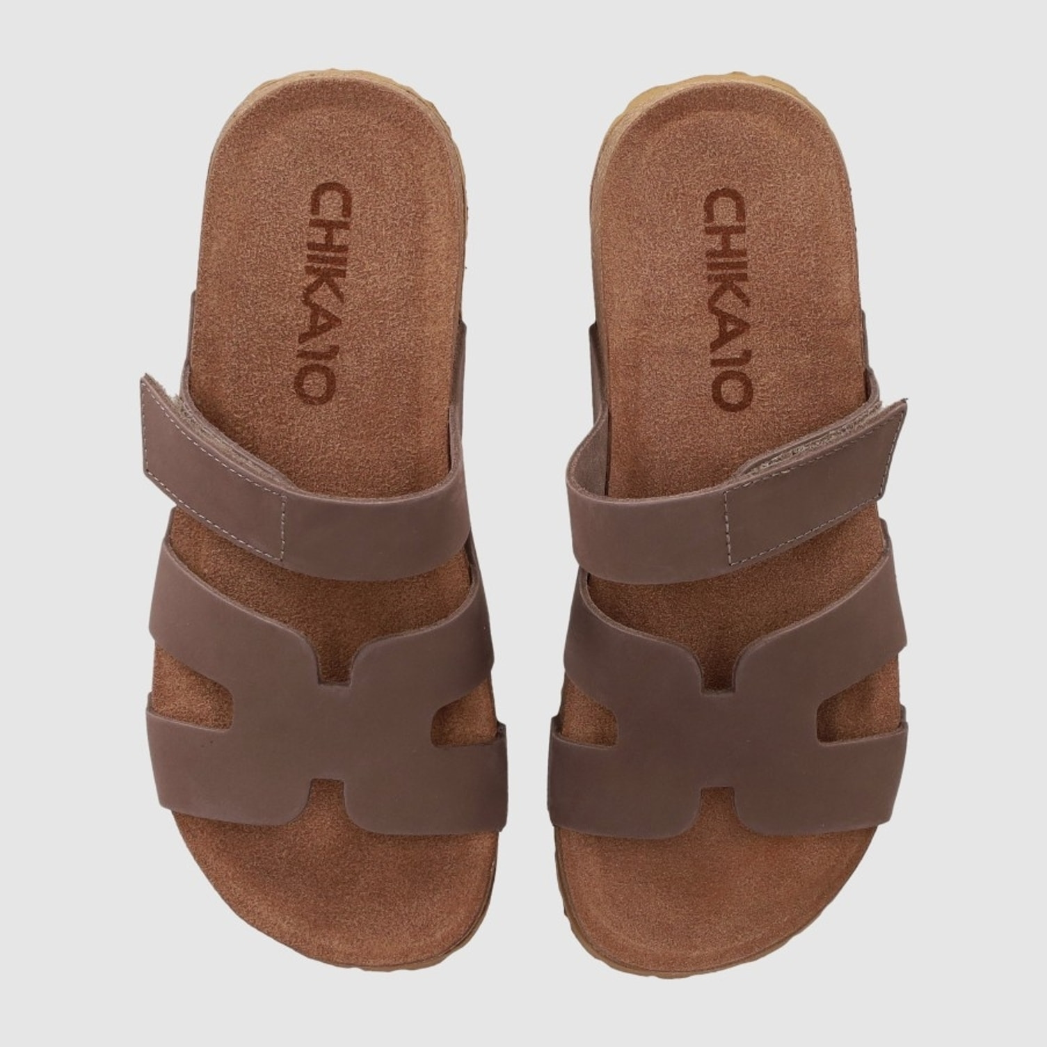 Sandalias de Serraje - Marron - Tacón: Bajo